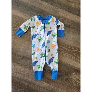 Hanna Andersson Organic Cotton‎ Zip Up Sleepsuit Spaceships 0-6 Months #9